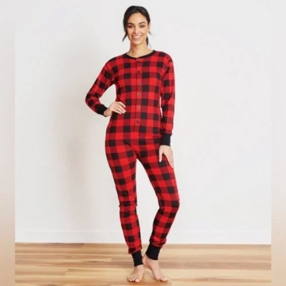 HATLEY x INDIGO | buffalo plaid onesie jammies | size x small